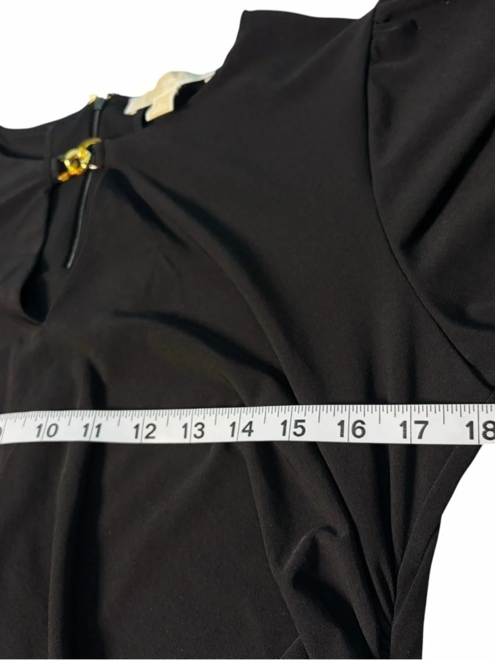 Michael Kors-Matte JerseyDress W/Gold hardware at collar, Black, Size L